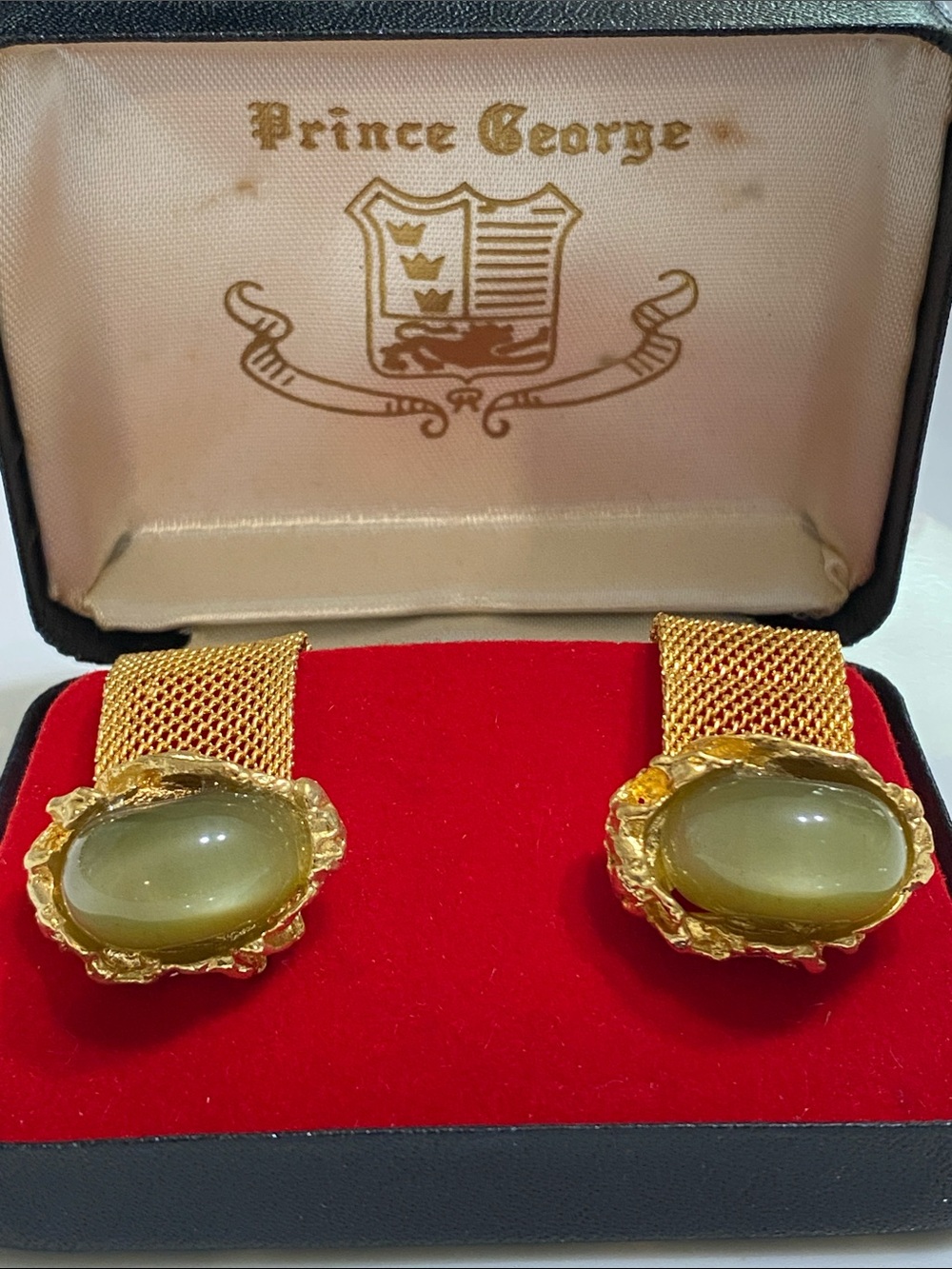 Prince George Green Moon Glow Cabochon Cuff Links